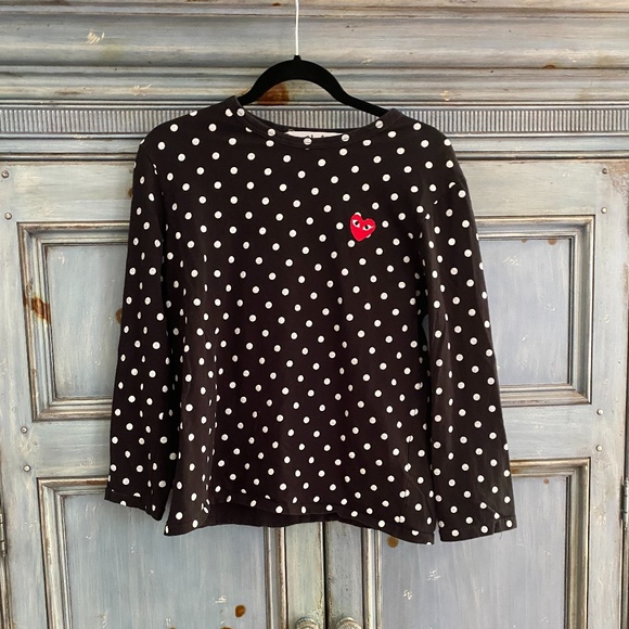 Comme des Garcons PLAY Cotton Top, black with white polkadot size M - Picture 1 of 5